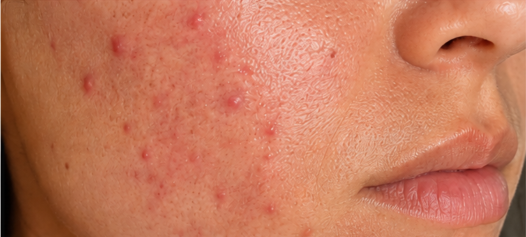 Avant nanoneedling — acné inflammatoire active